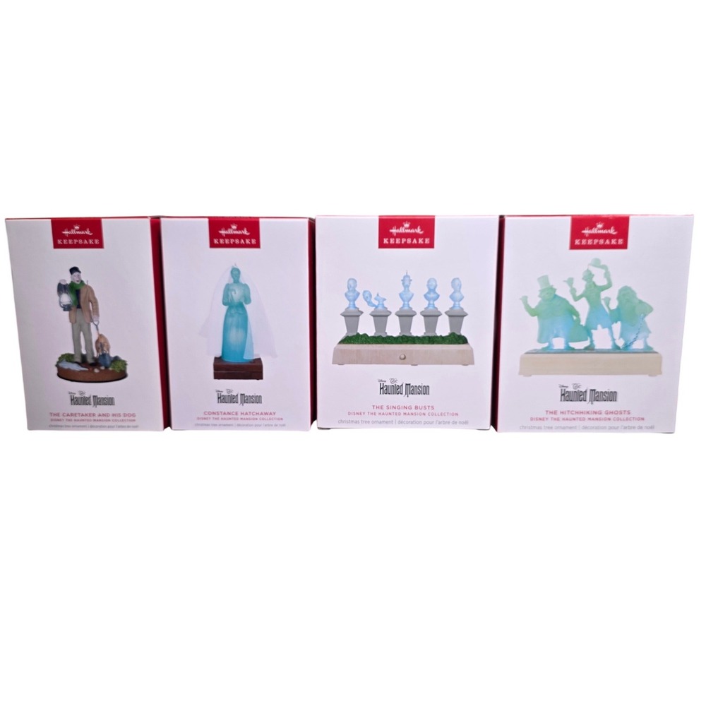 Hallmark Keepsake Disney Haunted Mansion Ornament Set 4pc Ghosts Bride Busts NEW
